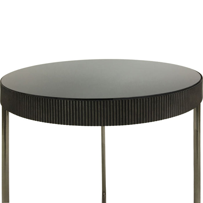 Knightsbridge Set of 2 Side Tables with Black Tinted Glass