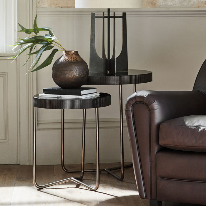 Knightsbridge Set of 2 Side Tables with Black Tinted Glass