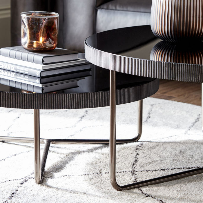 Knightsbridge Round Coffee Table with Black Tinted Glass