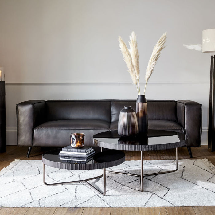 Knightsbridge Round Coffee Table with Black Tinted Glass