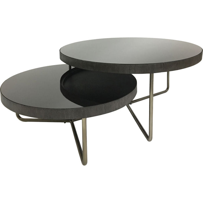 Knightsbridge Round Coffee Table with Black Tinted Glass