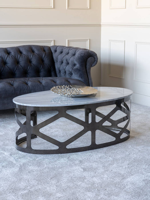 Metropolitan Coffee Table Metallic Black Nickel Finish with Grey Marble