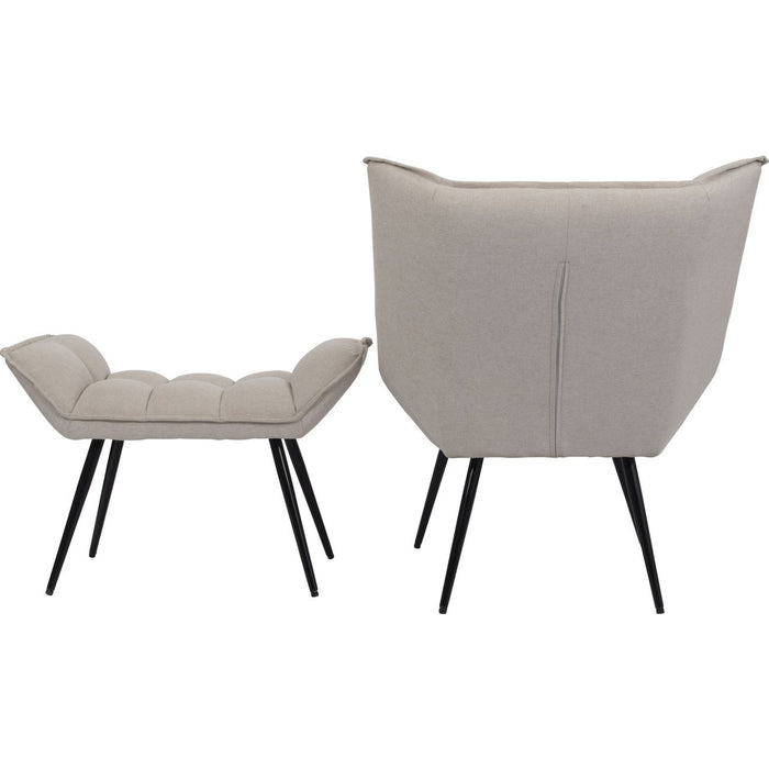 Chrishall Occasional Chair with Footstool in Oatmeal Fabric