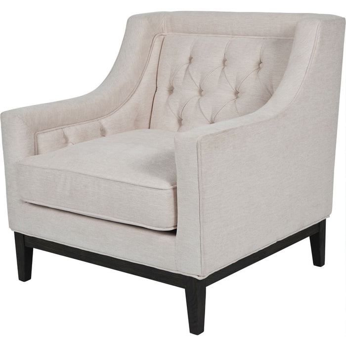 Theodore Buttoned Armchair in Ivory Fabric