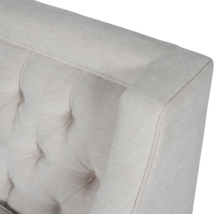 Theodore Buttoned Armchair in Ivory Fabric