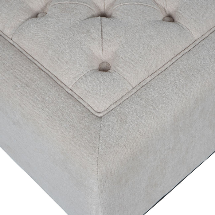 Theodore Buttoned Stool in Ivory Fabric 81x61cm