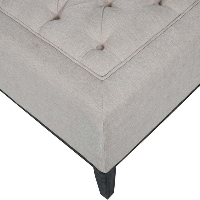 Theodore Buttoned XL Ottoman in Ivory Fabric 140x76cm