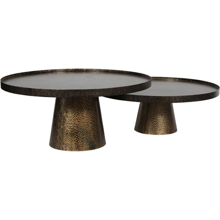 Sandbanks Set of 2 Iron Coffee Tables in Rustic Antique Gold