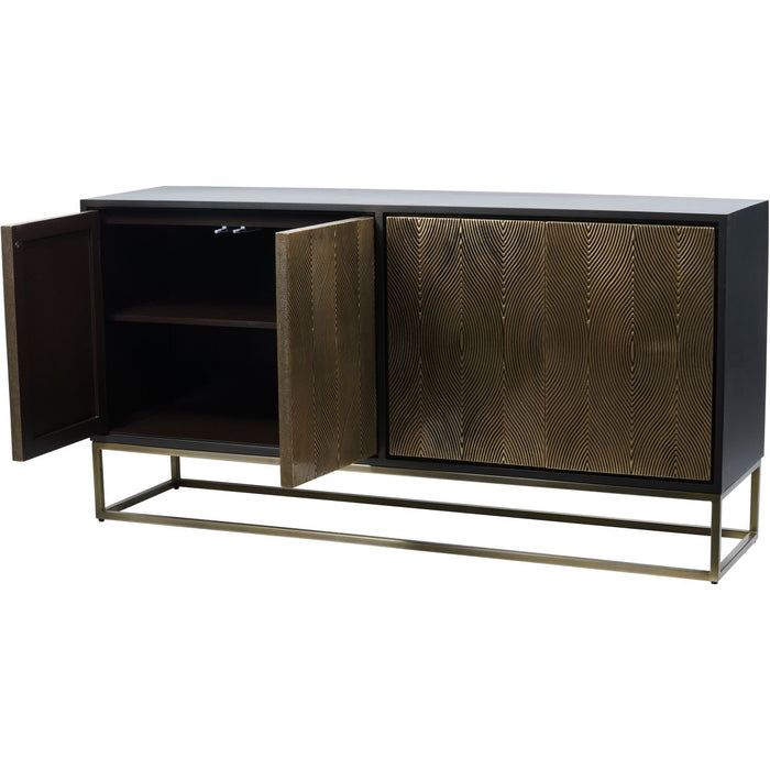 Izabella Embossed 4 Door Credenza Sideboard Cabinet