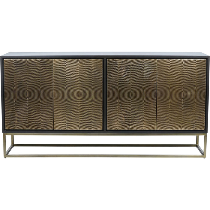 Izabella Embossed 4 Door Credenza Sideboard Cabinet