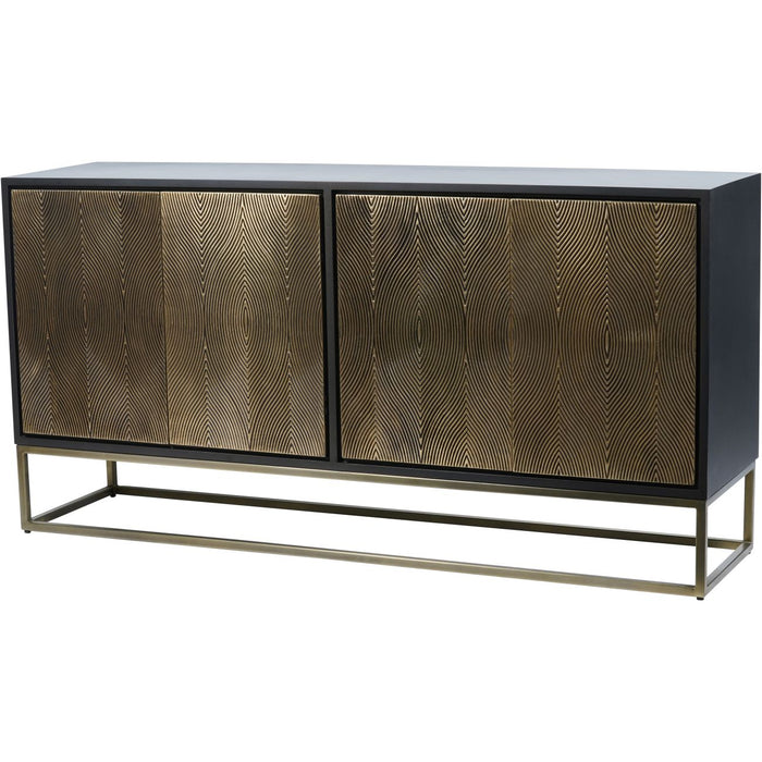 Izabella Embossed 4 Door Credenza Sideboard Cabinet