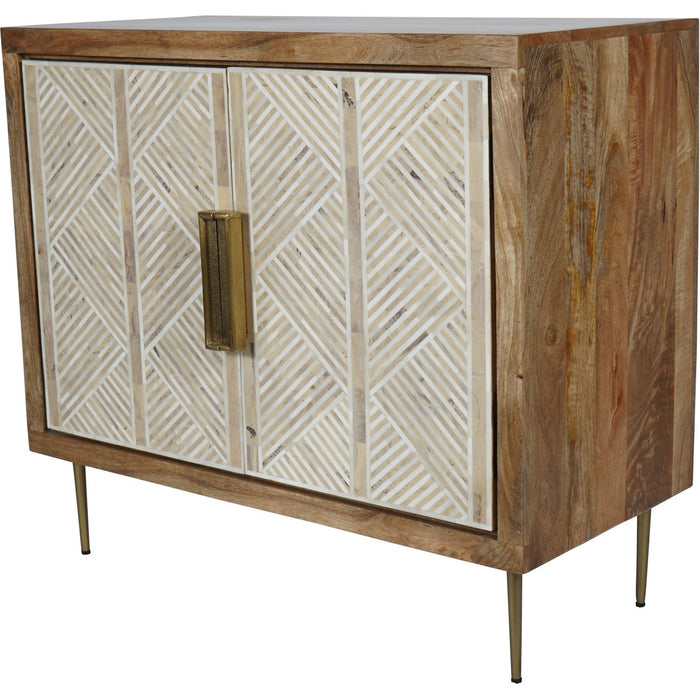 Linden Bone and Mango Wood 2 Door Cabinet