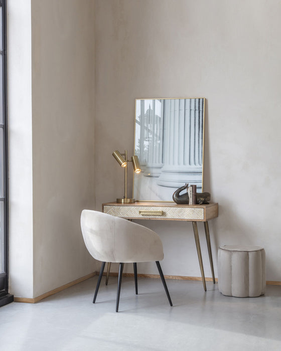 Linden Bone and Mango wood Desk Table with Drawer