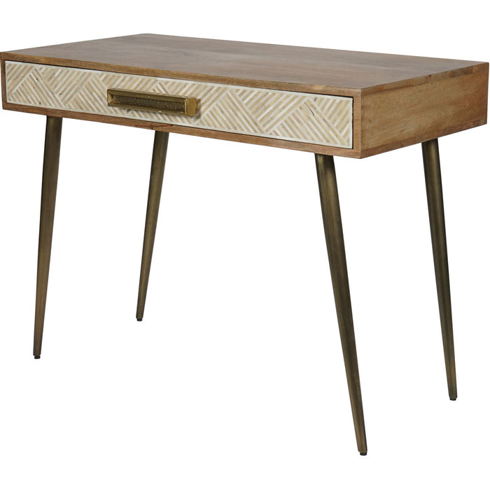 Linden Bone and Mango wood Desk Table with Drawer