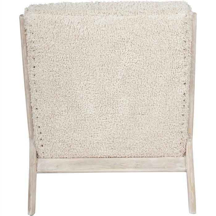 Teddy Occasional Chair Plush Cotton Fabric with Whitewashed Solid Wooden Frame