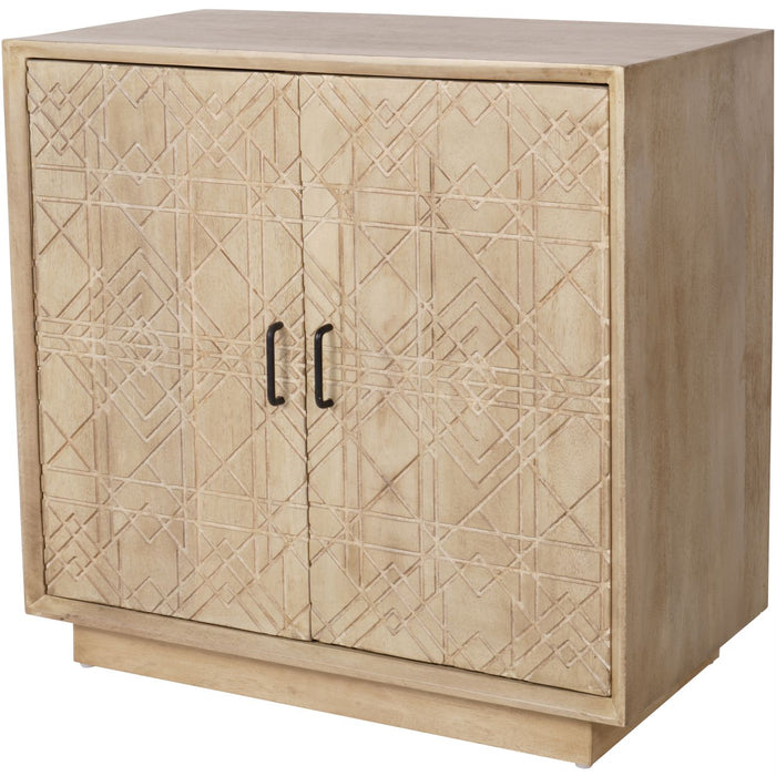 Geometric Carved 2 Door Wooden Cabinet