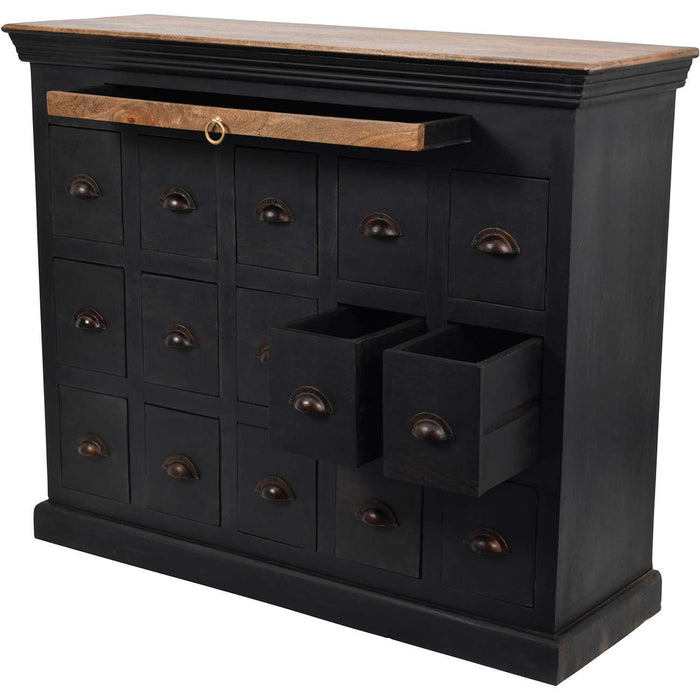 Hoxton II Antique Black Mango 15 Drawer Chest