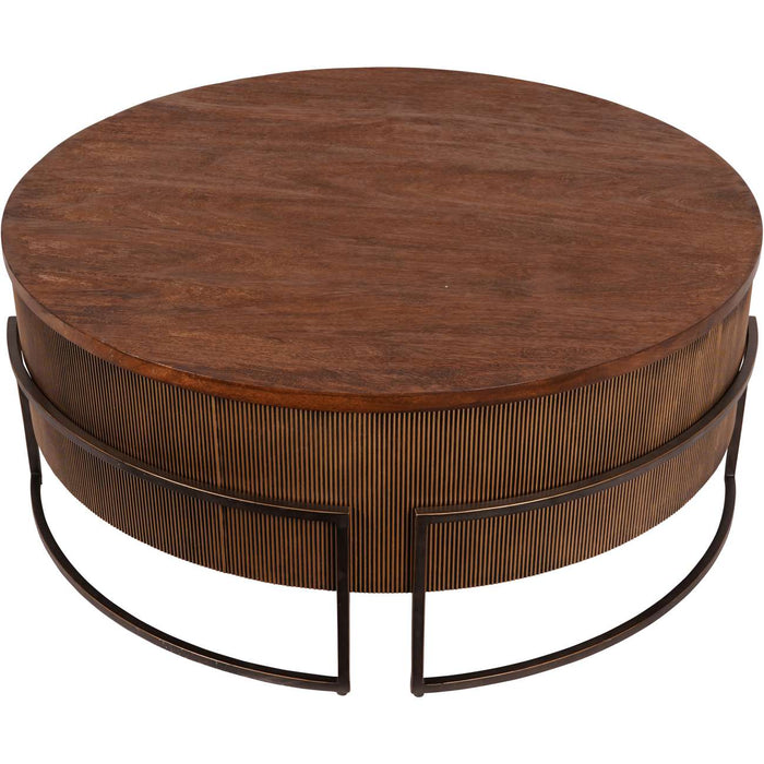 Hunter Corrugated Antique Gold Coffee Accent Table