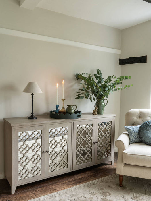 Laura Ashley Grey Greystead Wooden Mirrored Sideboard