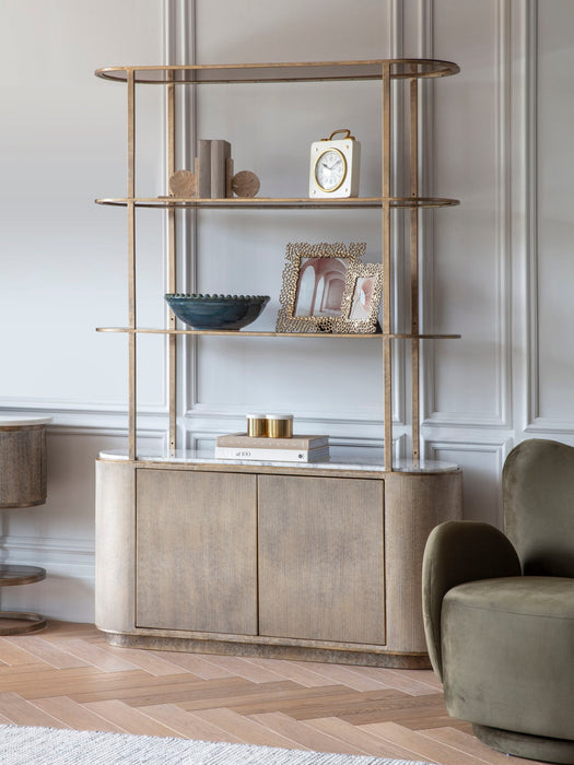 Belvedere Aged Gold Shelving Unit With Storage