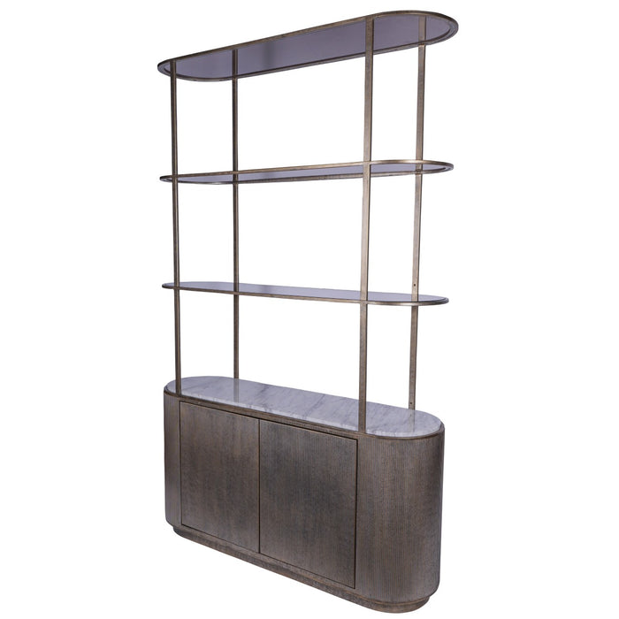 Belvedere Aged Gold Shelving Unit With Storage