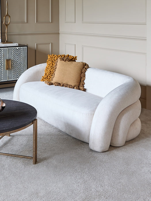 Casa Upholstered Curved Two Seater Sofa Cream