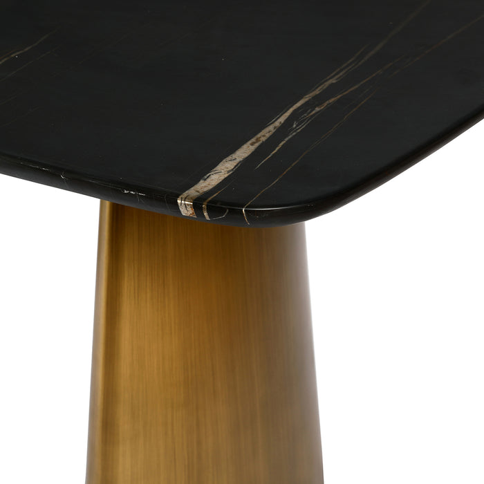 Caldera Solid Black Marble Dining Table on Brass Legs 200x90cm