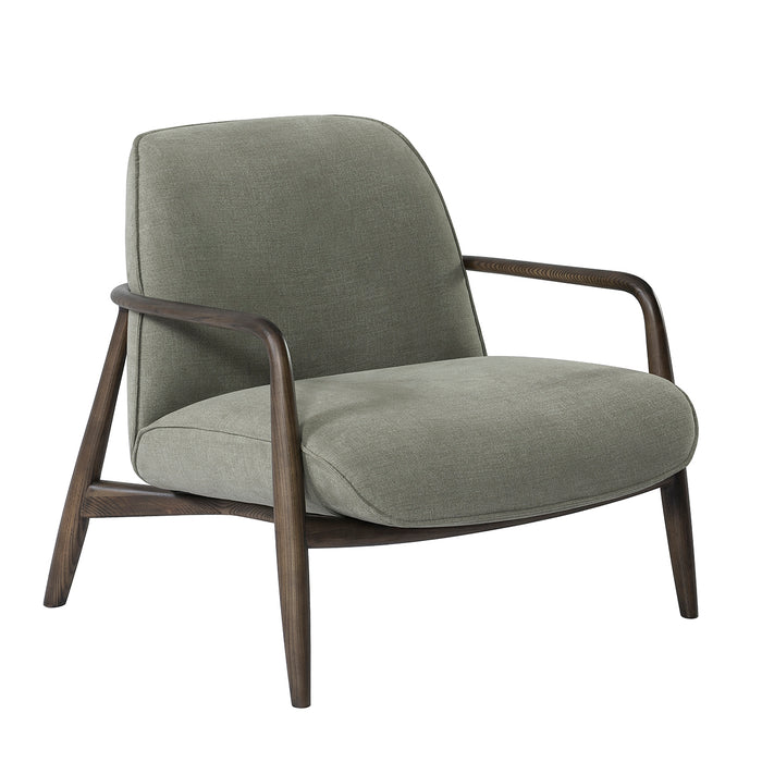 Egerton Occasional Chair With Wooden Arms Green Fabric - Modern Home Interiors
