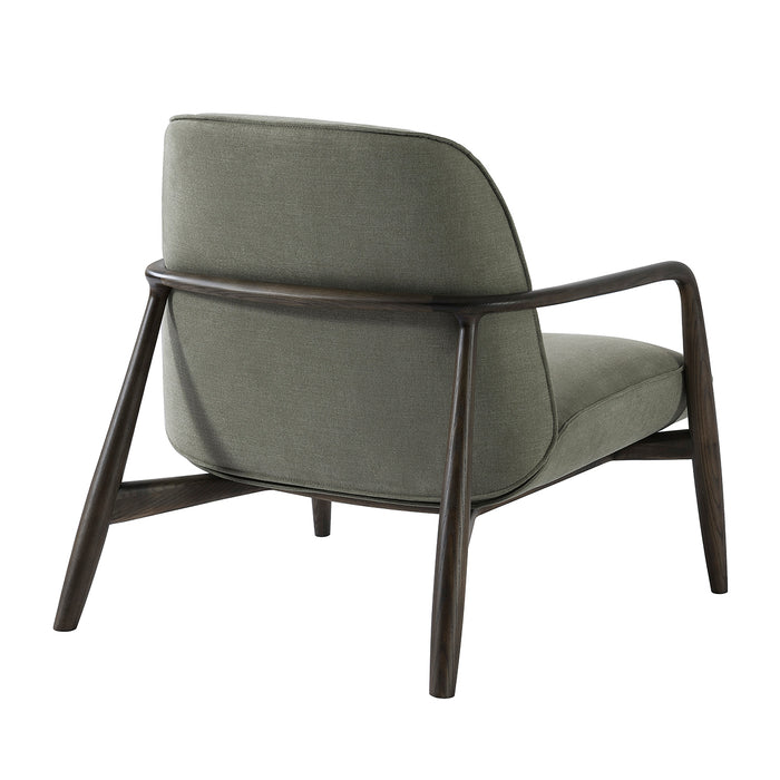 Egerton Occasional Chair With Wooden Arms Green Fabric - Modern Home Interiors