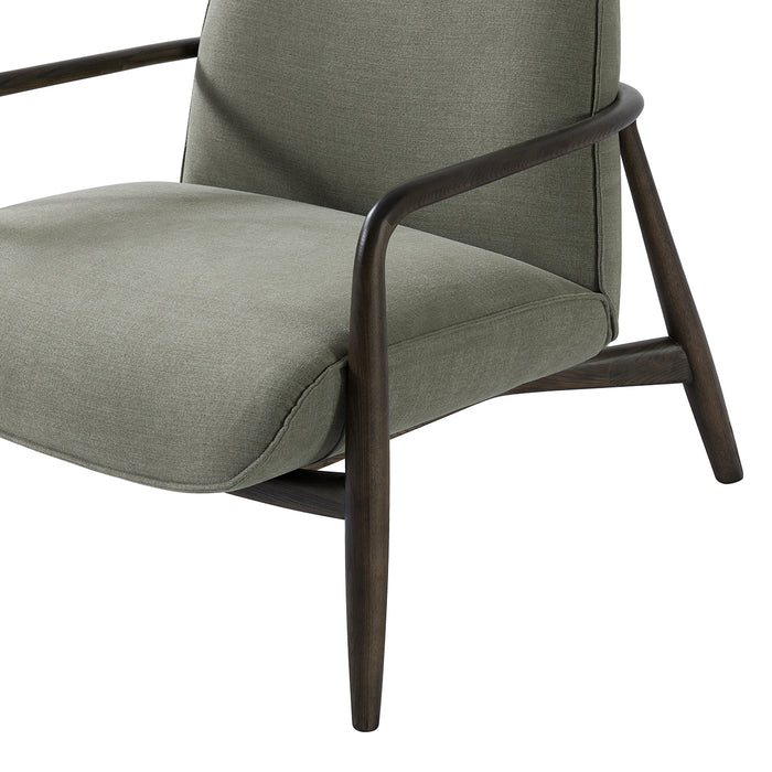 Egerton Occasional Chair With Wooden Arms Green Fabric - Modern Home Interiors