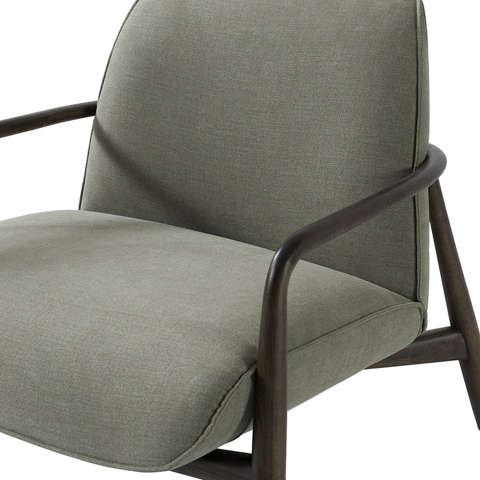 Egerton Occasional Chair With Wooden Arms Green Fabric - Modern Home Interiors