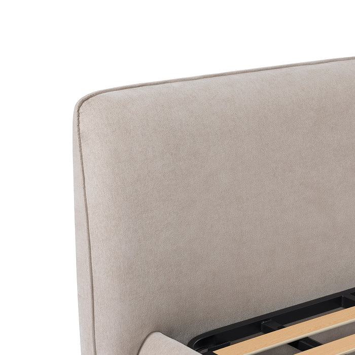 Darley Upholstered 5′ King Sized bed frame in Soft Beige