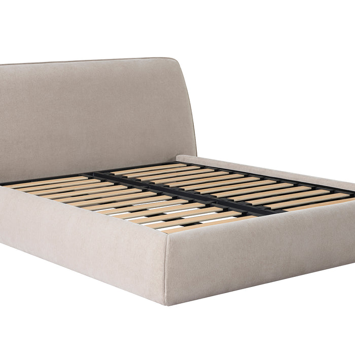 Darley Upholstered 5′ King Sized bed frame in Soft Beige