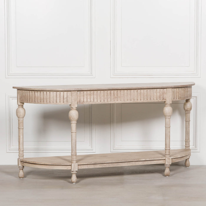 Acacia Wooden Curved Console 180cm