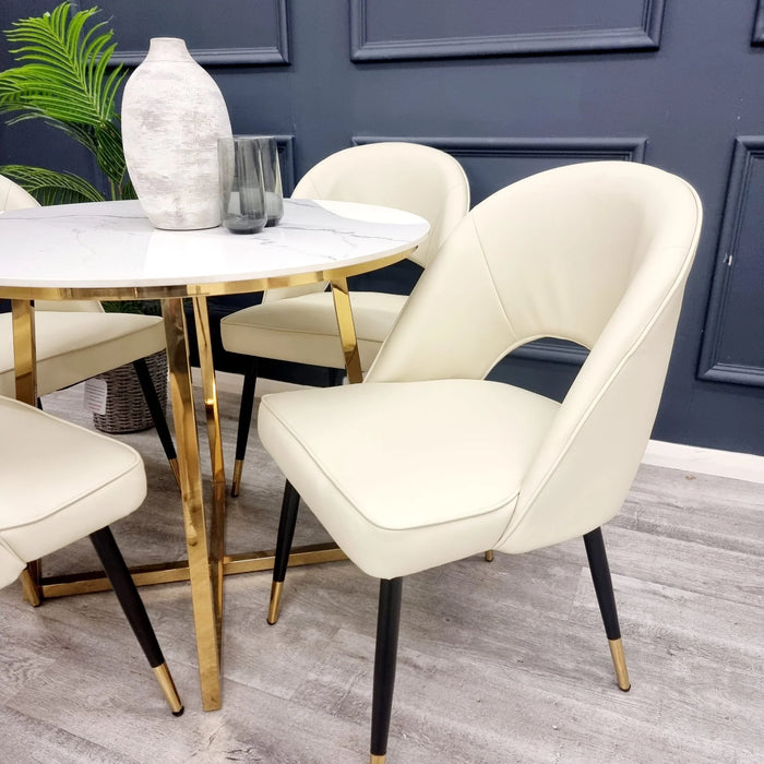 Astra Dining Chair - Cream Leather