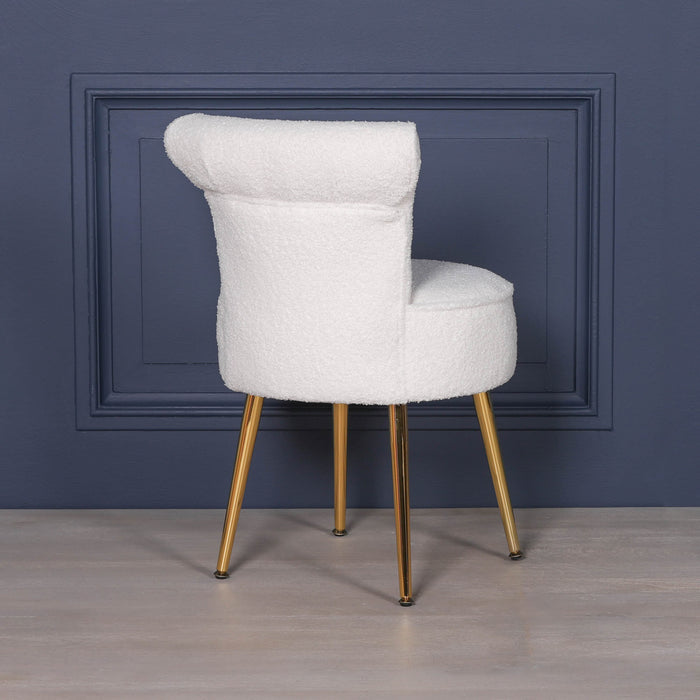 Boucle Stool / Bedroom Chair with Gold Legs