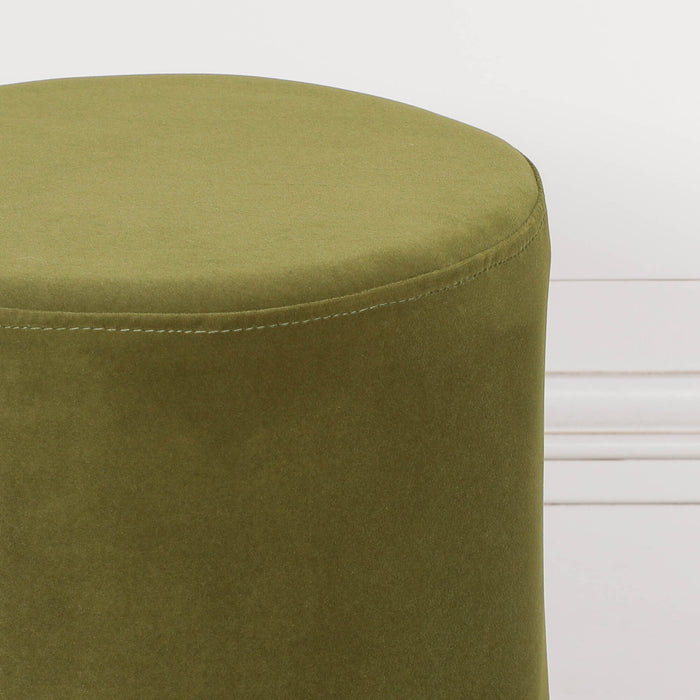 Olive Green Round Stool with Gold Base