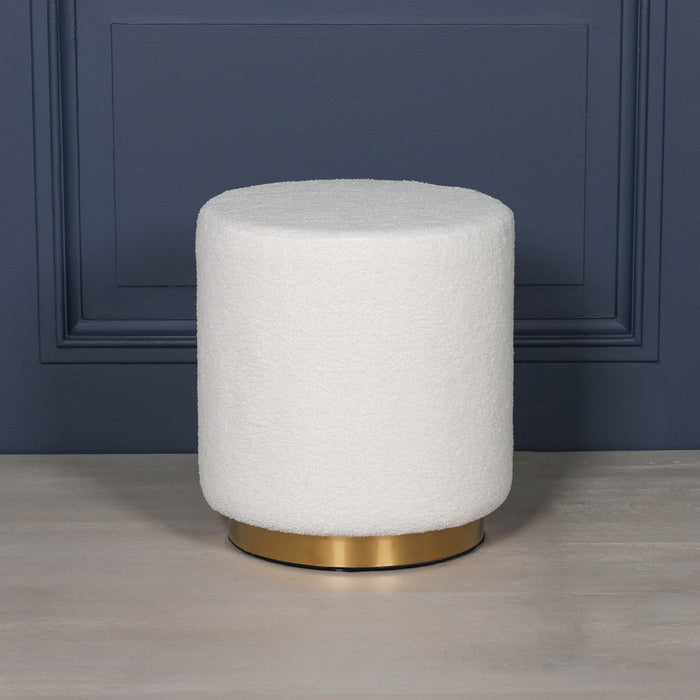 Boucle Round Stool with Gold Base