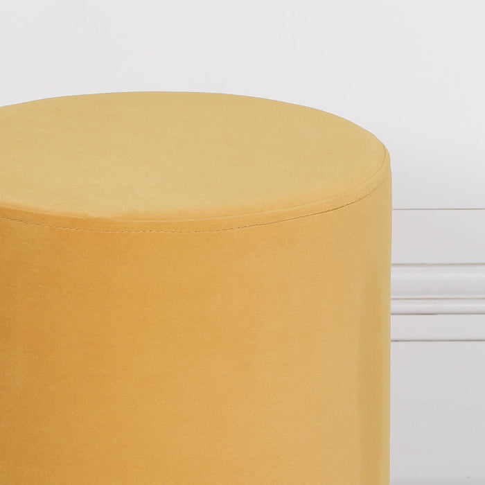 Mustard Yellow Round Stool with Gold Base