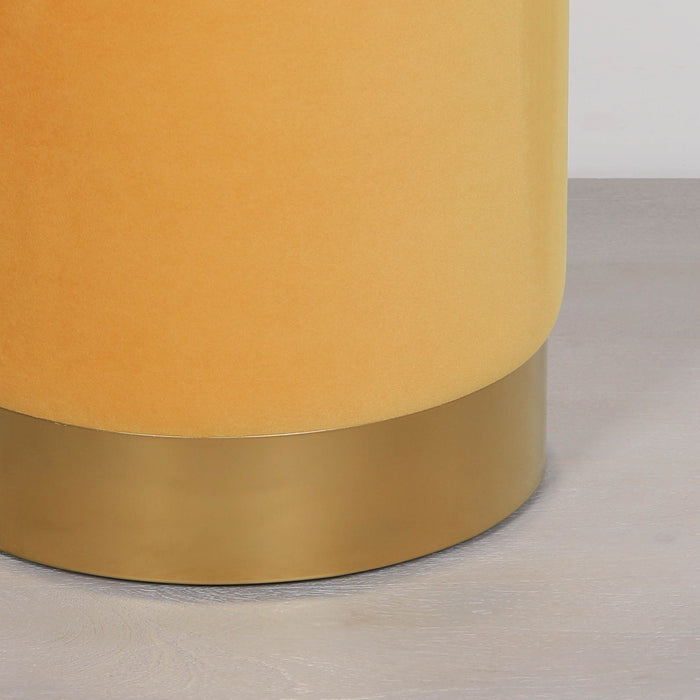 Mustard Yellow Round Stool with Gold Base