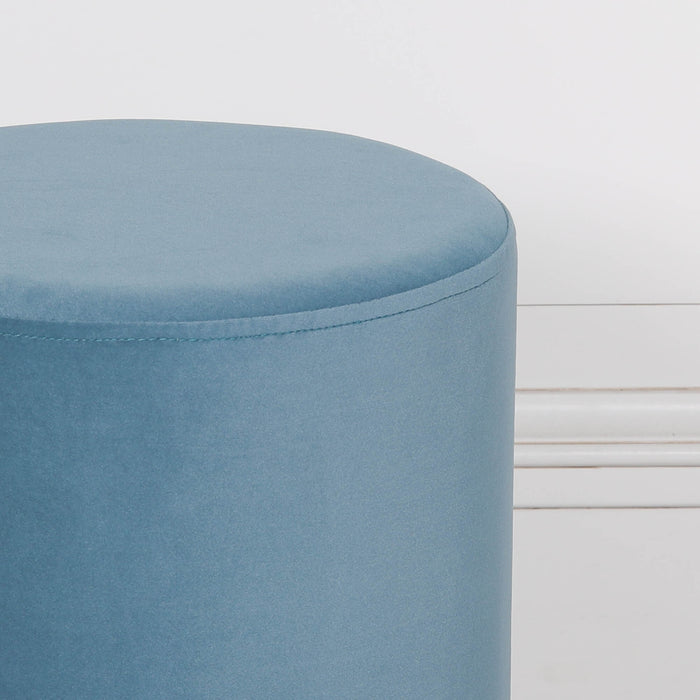 Ocean Blue Round Stool with Gold Base