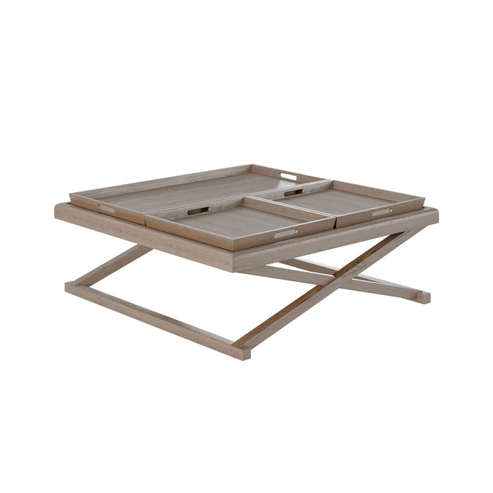 Bentley Coffee Table | Grey Aged Oak with 3 Removable Trays