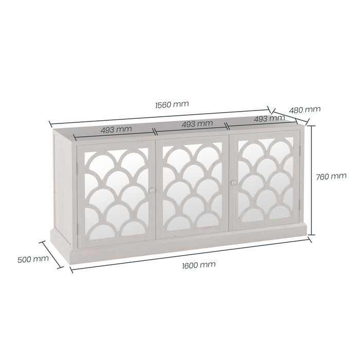 Bentley Sideboard | Grey Aged Oak 3 Door Mirrored