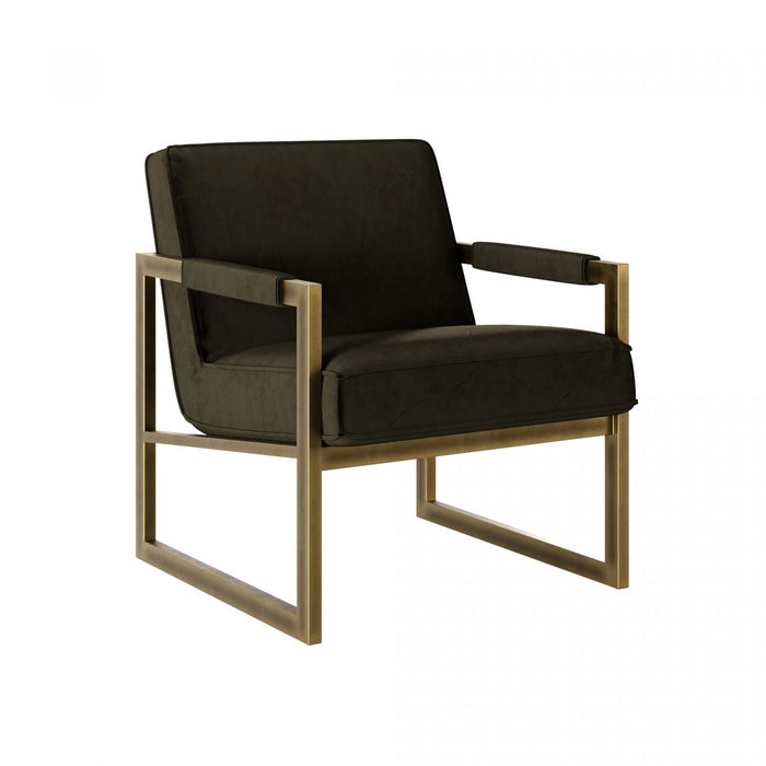 Mickleton Club Chair | Olive Green Velvet with Bronze Frame