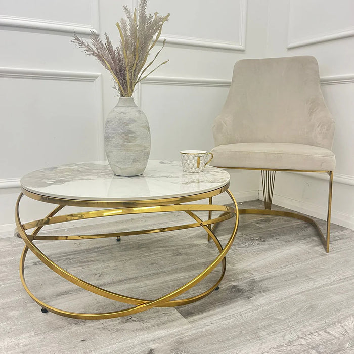 Chelmsford Velvet Dining Chair - Gold Frame - Modern Home Interiors
