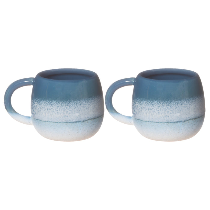 Mojave Glaze Espresso 100% Stoneware Blue Mug - Set Of 2