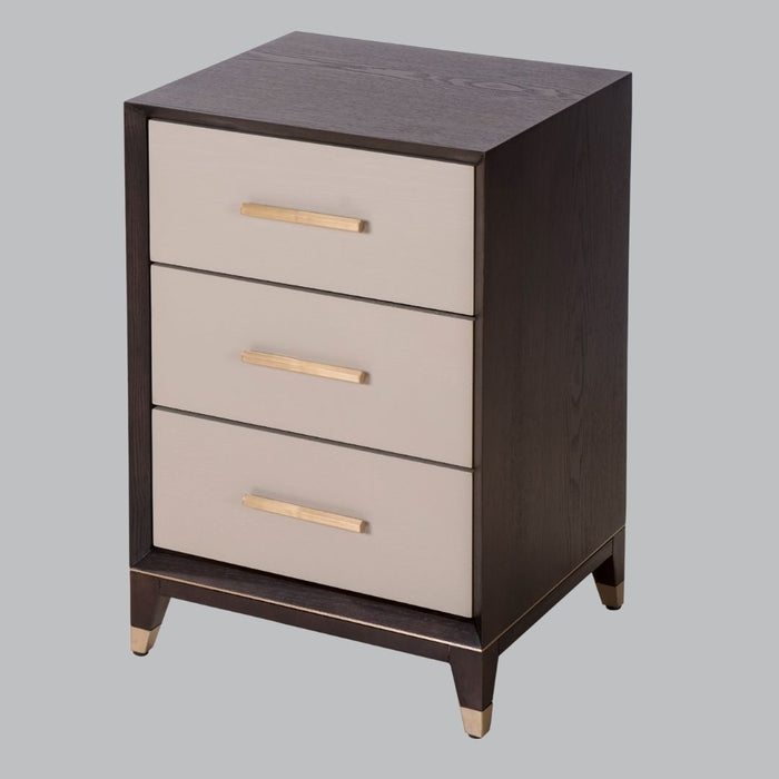 Cairo Ceramic Grey Chocolate and Brass Bedside Table