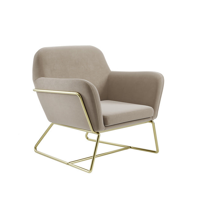 Charles Beige Velvet Armchair