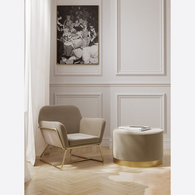 Charles Beige Velvet Armchair