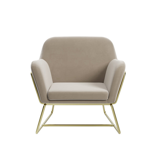 Charles Beige Velvet Armchair